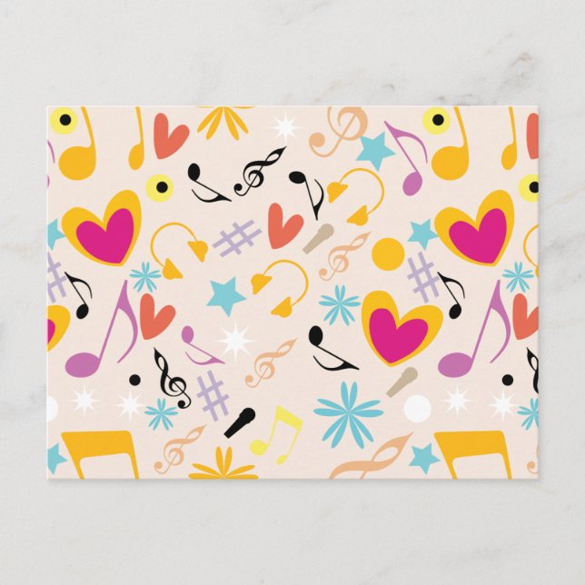 Carte Postale Motif Musical en Abstrait (Devant)