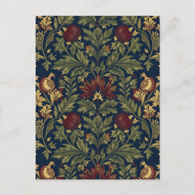 Carte Postale Motif Navy Grenade Florale William Morris (Devant)