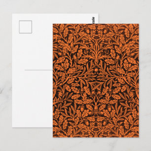 Carte Postale Motif noir orange brûlé vintage William Morris