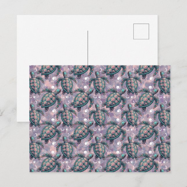 Carte Postale Motif Océan de la tortue de mer (Devant / Derrière)
