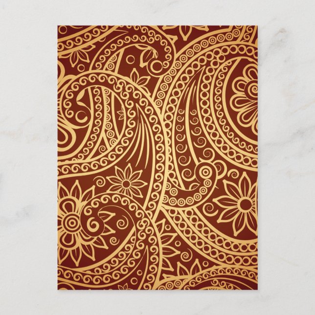 Carte Postale Motif or et cachemire rouge (Devant)