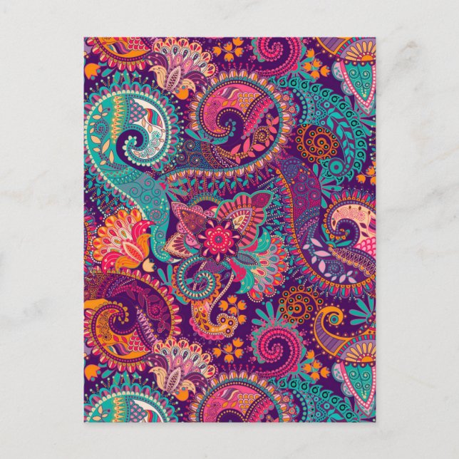 Carte Postale Motif Paisley (Devant)