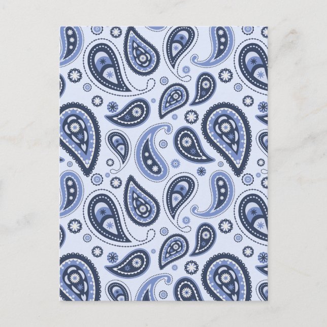 Carte Postale Motif Paisley Bleu (Devant)