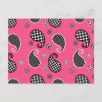 Motif Paisley, rose fushia, noir et blanc