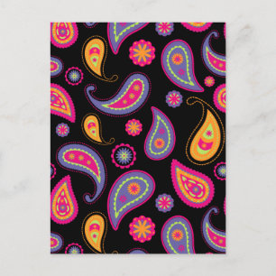 Carte Postale Motif Paisley sans couture Coloré
