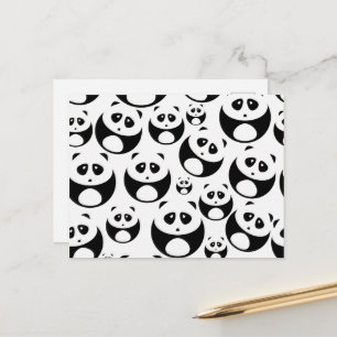 Carte Postale Motif Panda noir et blanc Kawaii