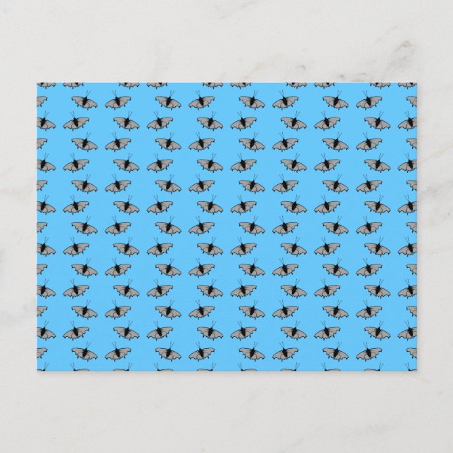 Carte Postale Motif papillon. Bleu. (Devant)
