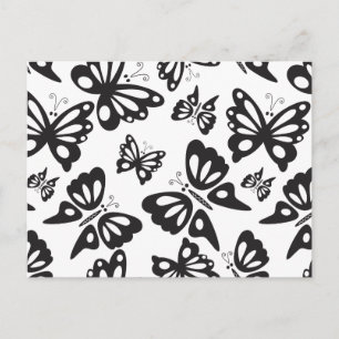 Carte Postale Motif papillon - noir et blanc