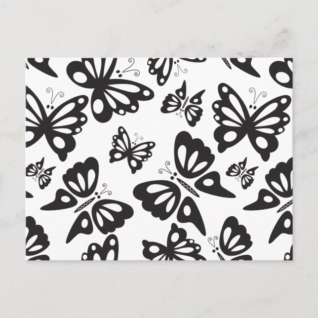 Carte Postale Motif papillon - noir et blanc (Devant)