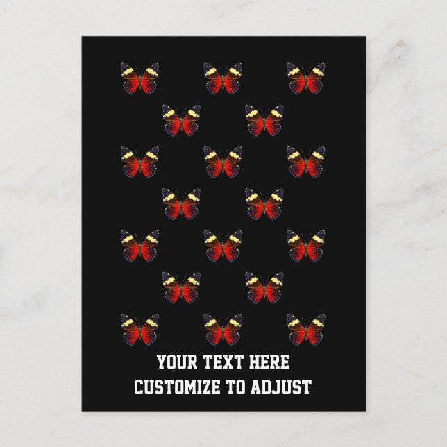Carte Postale Motif papillon rouge et noir (Devant)