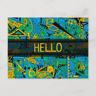 Carte Postale Motif Peint À La Main Et Numériquement Art 21