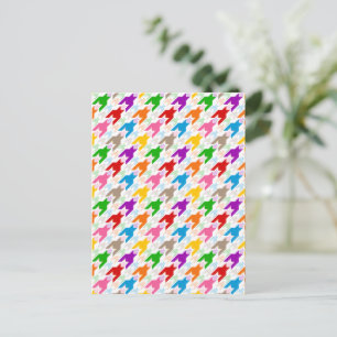 Carte Postale Motif pied-de-poule coloré blanc