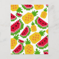 Motif Pixel de Pastèque et de Ananas Tropical