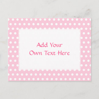 Carte Postale Motif Pois rose et blanc.