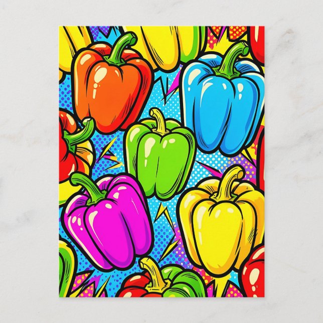 Carte Postale Motif poivrons Pop Art (Devant)