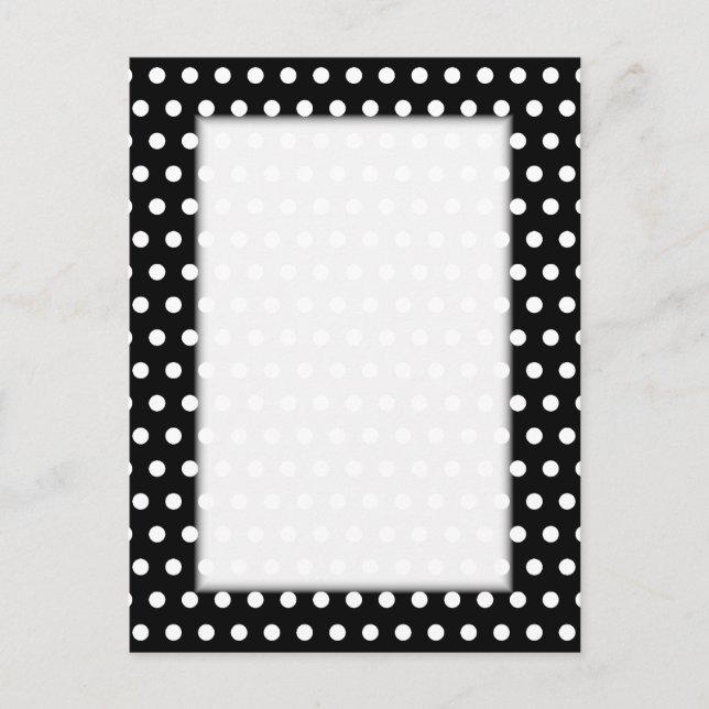 Carte Postale Motif Polka noir et blanc. Spotty. (Devant)