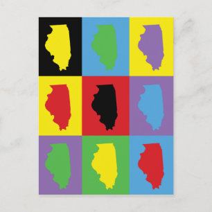 Carte Postale Motif Pop Art de Fierté de l'État de l'Illinois