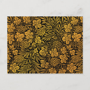 Carte Postale motif populaire de William Morris, Floral Doré