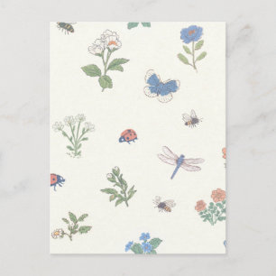 Carte Postale Motif Prairie Fleur Sauvage Jardin Botanique Flora