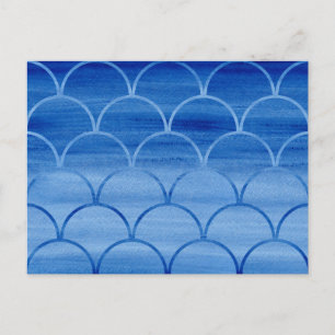 Carte postale Motif Prussie Blue Watercolor Scale