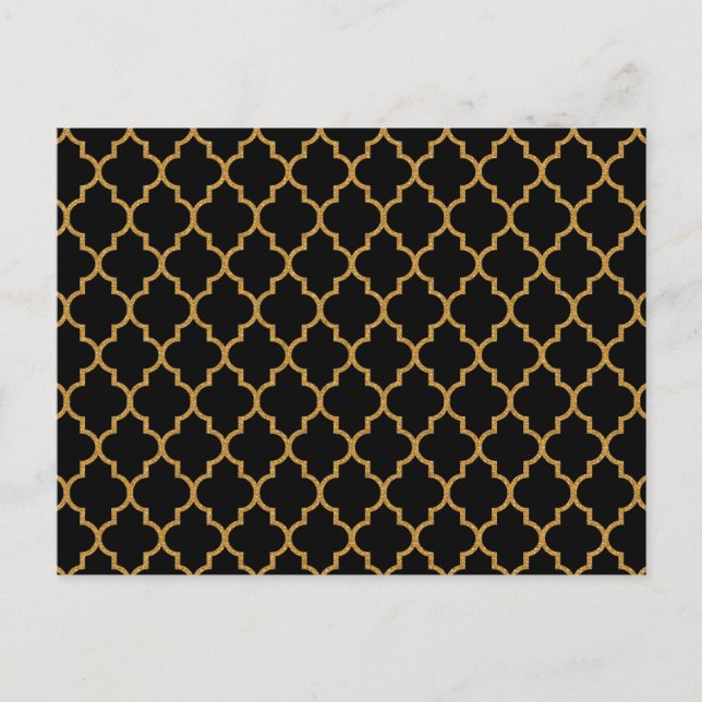 Carte Postale Motif Quatrefoil Noir Or (Devant)