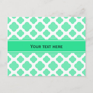 Carte Postale Motif Quatrefoil vert Mint Seafoam