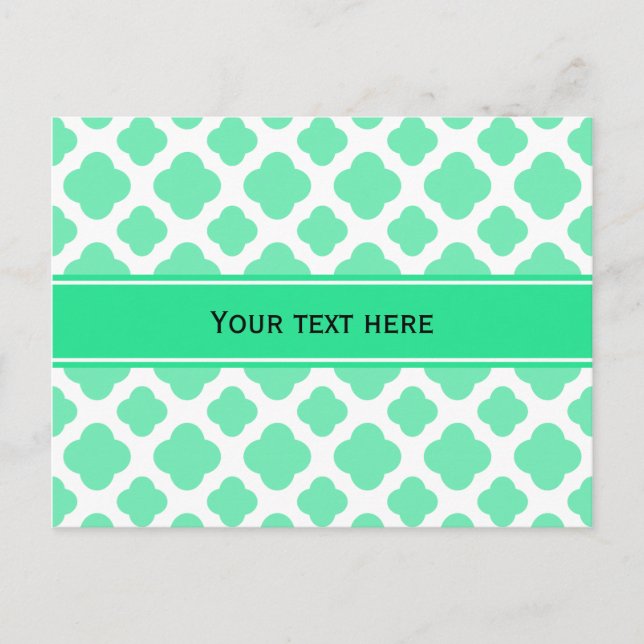 Carte Postale Motif Quatrefoil vert Mint Seafoam (Devant)