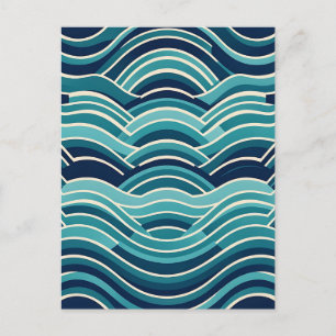Carte Postale Motif répétitif de vagues océaniques géométriques