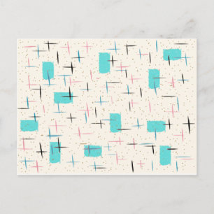 Carte postale Motif Retro Atomic Turquoise