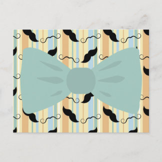Carte Postale Motif rétro Black Handlebar Mustache Bowtie