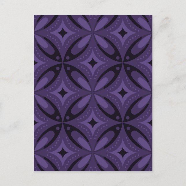 Carte Postale Motif Rétro de Couleur Violet Foncé (Devant)
