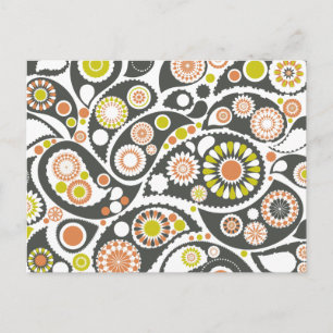Carte Postale Motif Retro Paisley