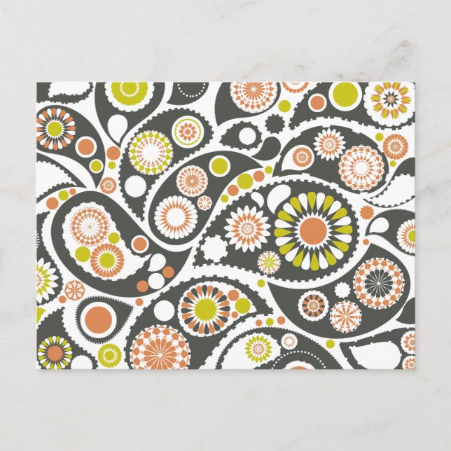Carte Postale Motif Retro Paisley (Devant)