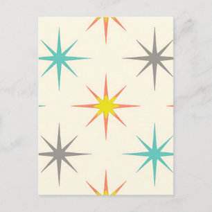 Carte Postale Motif Rétro Starburst Milieu de Siècle