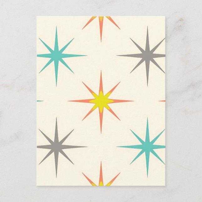 Carte Postale Motif Rétro Starburst Milieu de Siècle (Devant)