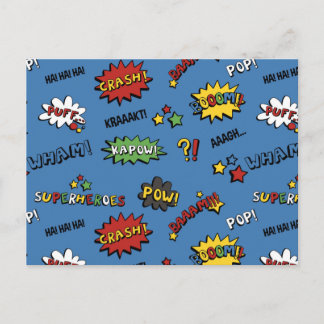 Carte Postale Motif Retro Superhero Enfants