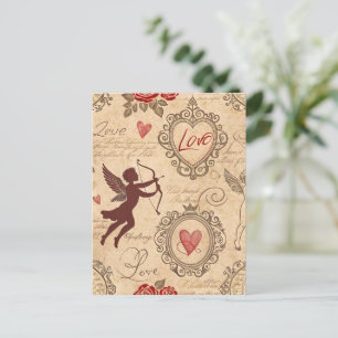 Carte Postale Motif romantique de vintage Cupid (3)