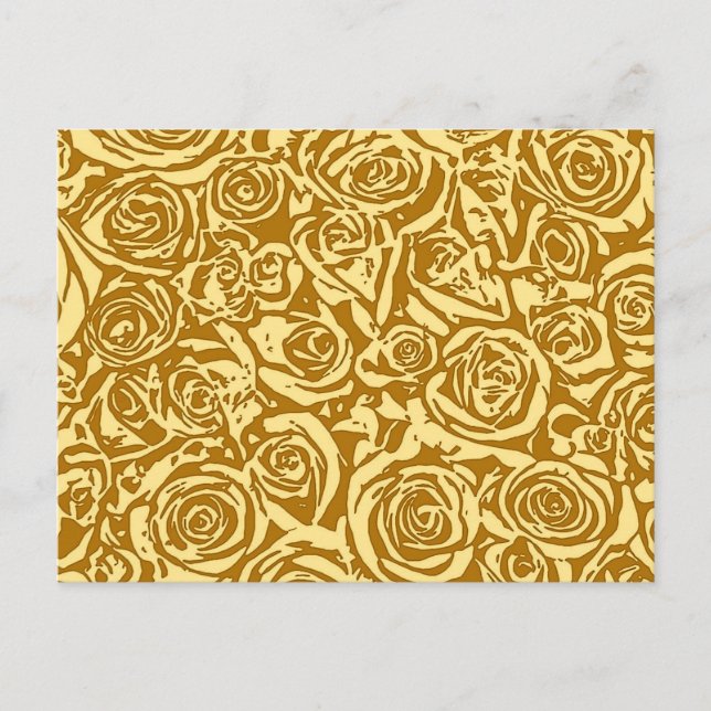 Carte Postale Motif Rose Abstrait moderne, Jaune de moutarde (Devant)