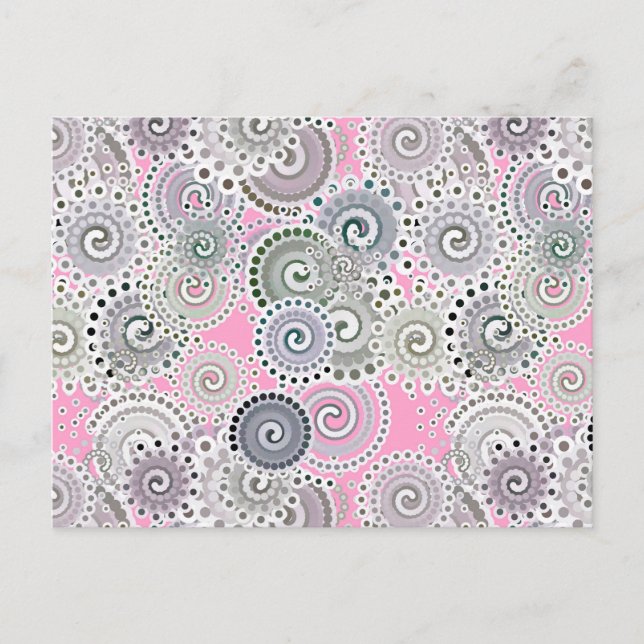 Carte Postale Motif, rose et gris (Devant)