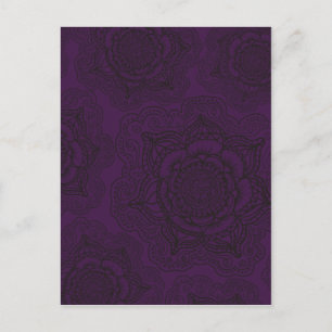 Carte Postale Motif royal de mandala violet et noir