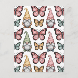 Carte Postale Motif sans couture avec des lutins et des papillon