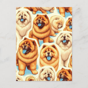 Carte Postale Motif sans couture de Chow-Chow Retro