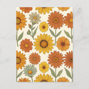 Carte Postale Motif sans couture de marguerite jaune orange vif