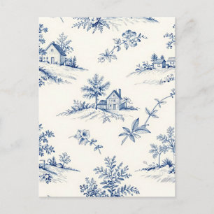 Carte Postale Motif sans couture de toile de Jouy de campagne