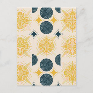 Carte Postale Motif Soleil Lune Céleste Boho