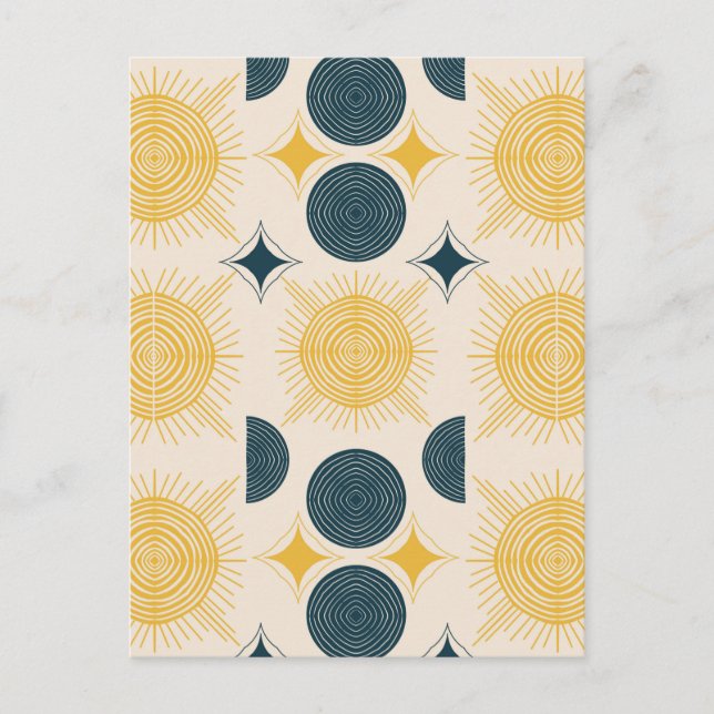 Carte Postale Motif Soleil Lune Céleste Boho (Devant)