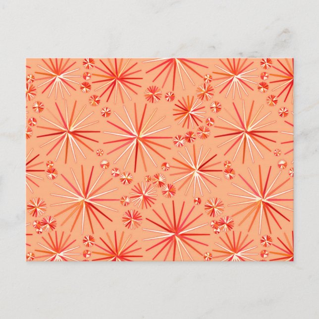 Carte Postale Motif Spoutnik du milieu du siècle, nuances de cor (Devant)