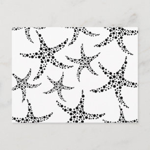Carte Postale Motif Starfish en noir et blanc.