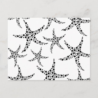 Carte Postale Motif Starfish en noir et blanc.