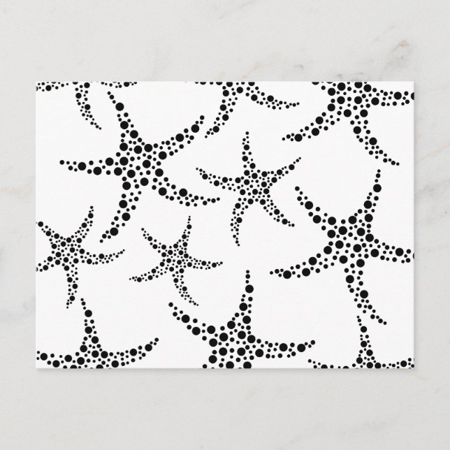 Carte Postale Motif Starfish en noir et blanc. (Devant)